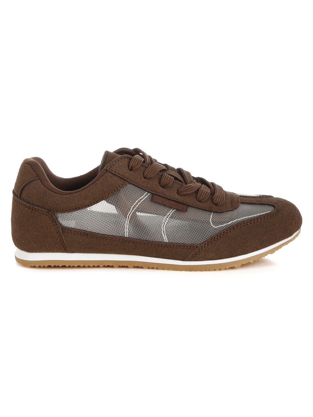 microfiber & mesh sneakers#color_brown