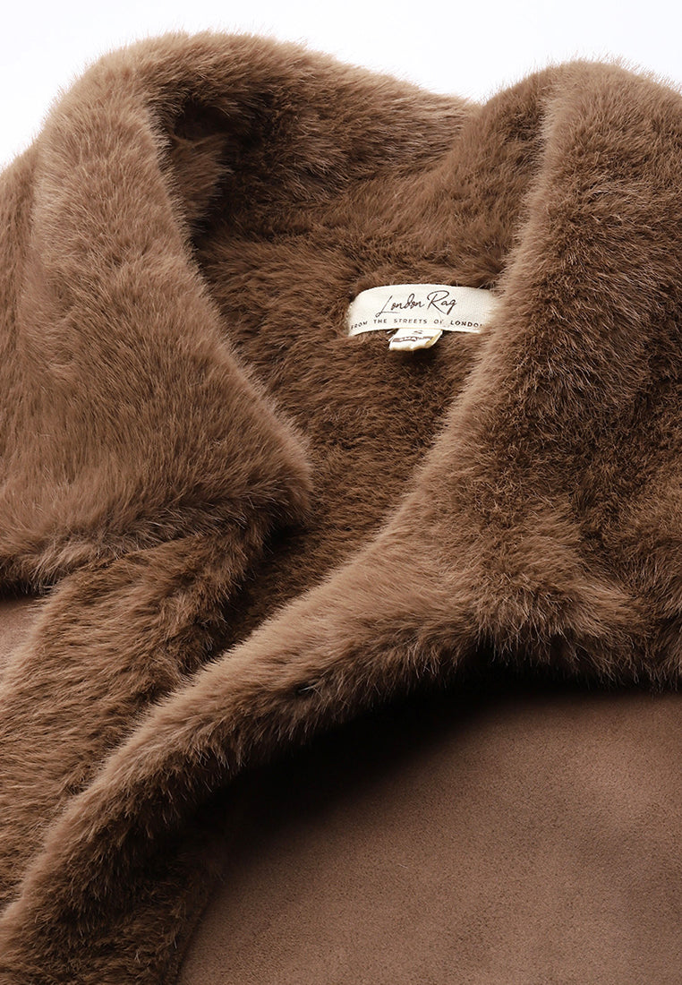 faux fur jacket#color_chocolate