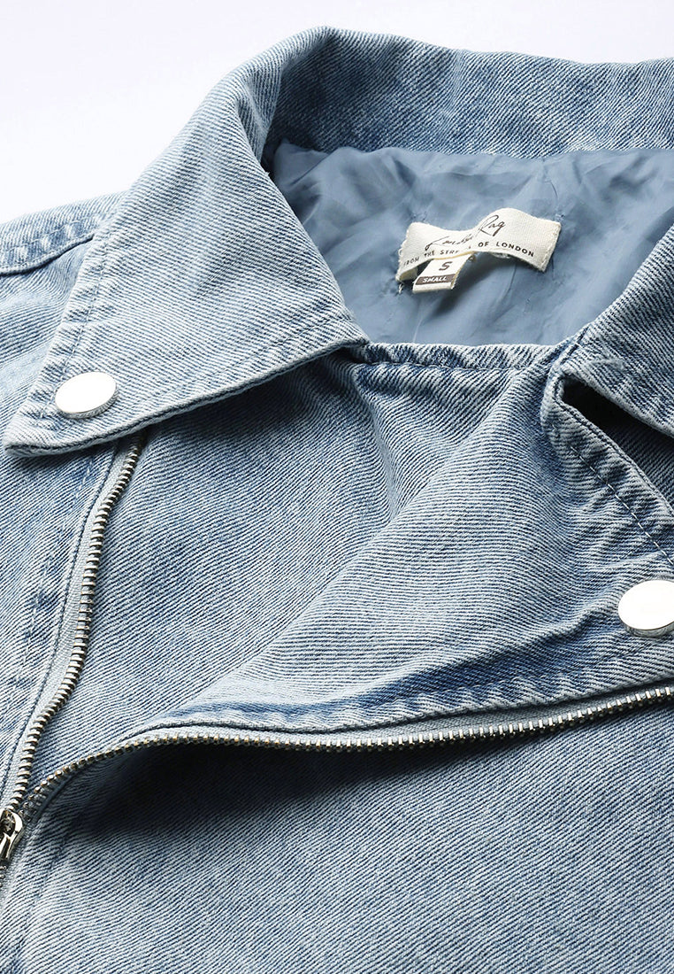 Light Wash Biker Jacket
