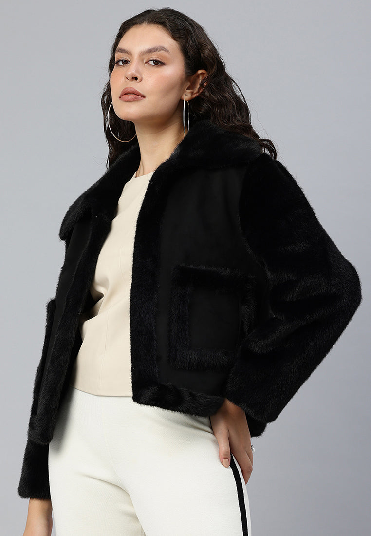 faux fur jacket#color_black