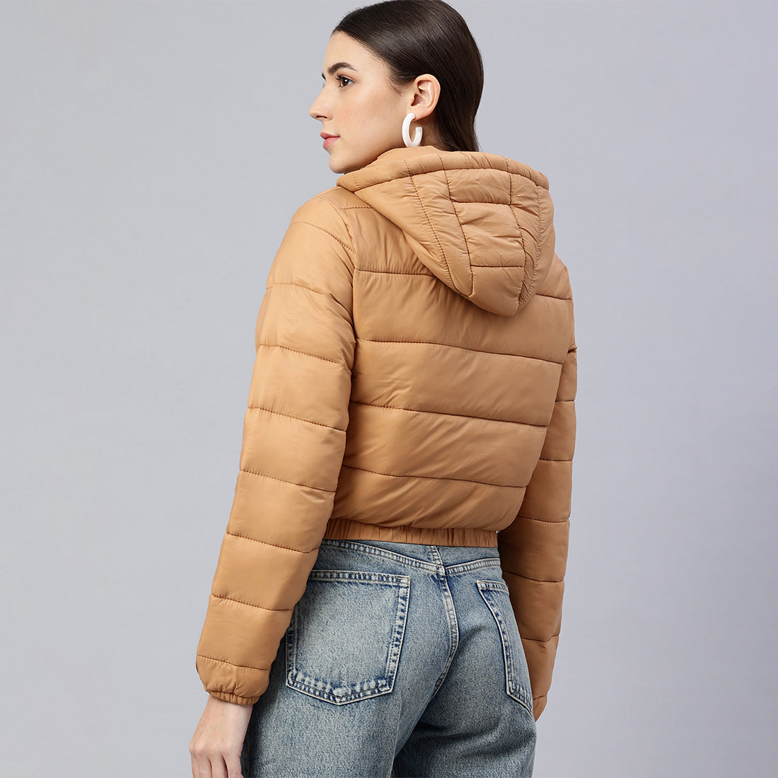 cropped down hooded jacket#color_camel