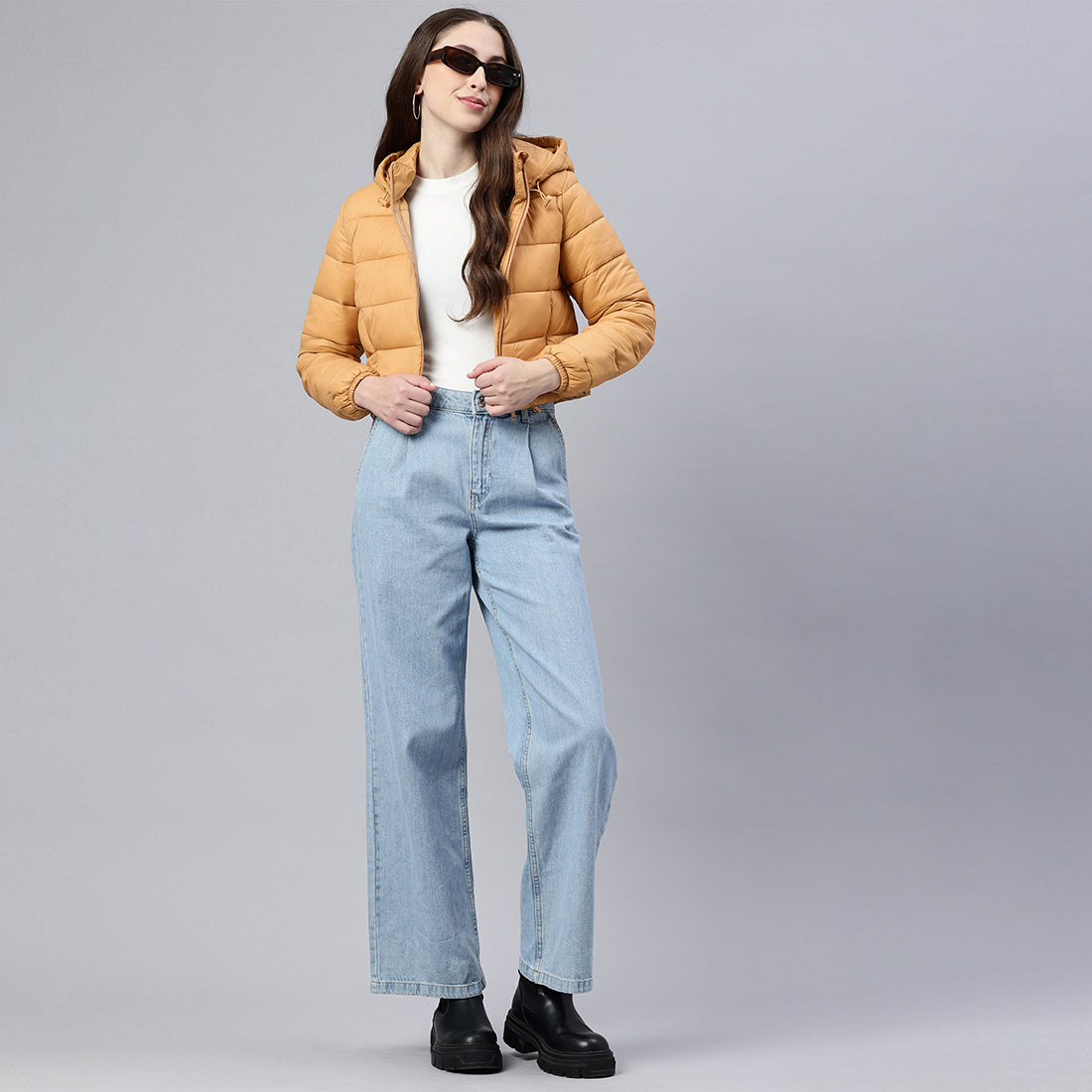 cropped hooded jacket#color_taupe