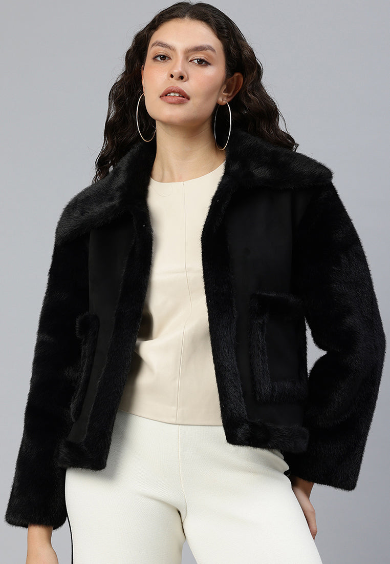 faux fur jacket#color_black