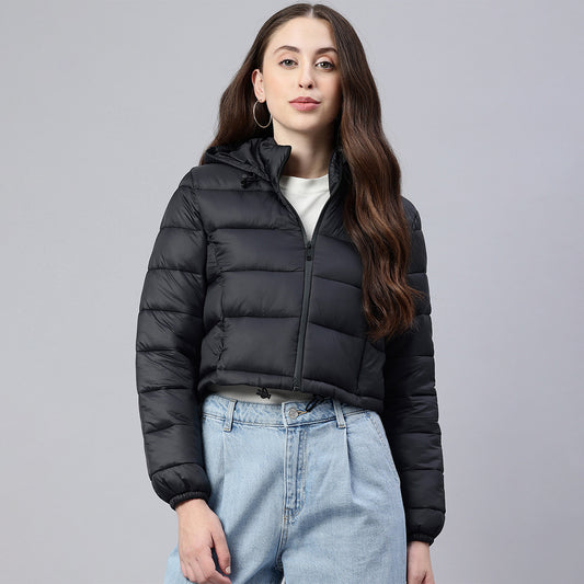 cropped down hooded jacket#color_black