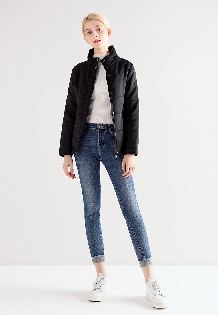 Black High Neck Puffer Jacket
