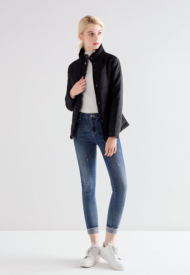 Black High Neck Puffer Jacket