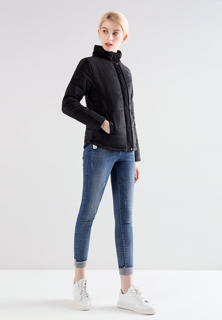Black High Neck Puffer Jacket