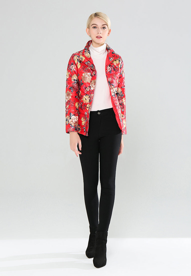 Red High Neck Puffer Jacket