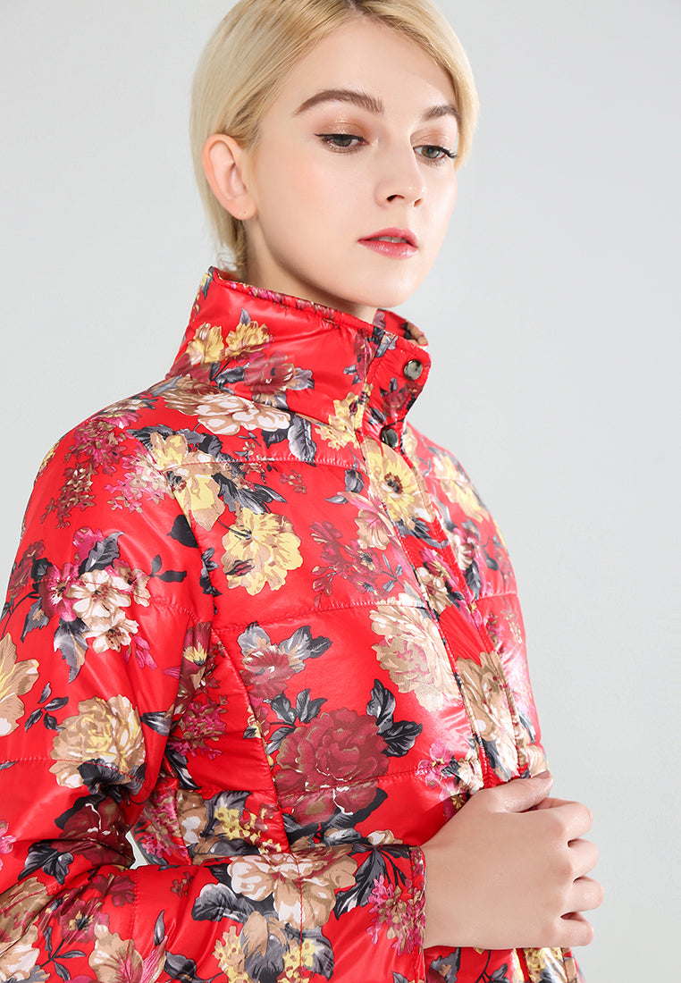 Red High Neck Puffer Jacket