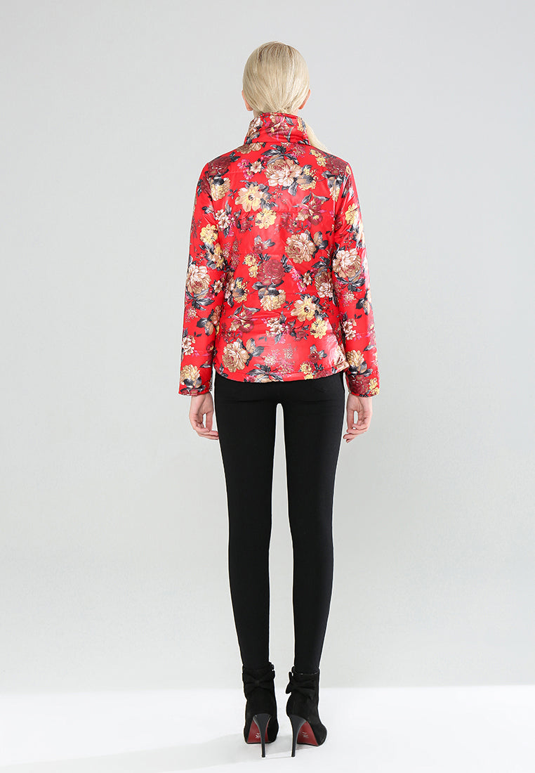 Red High Neck Puffer Jacket