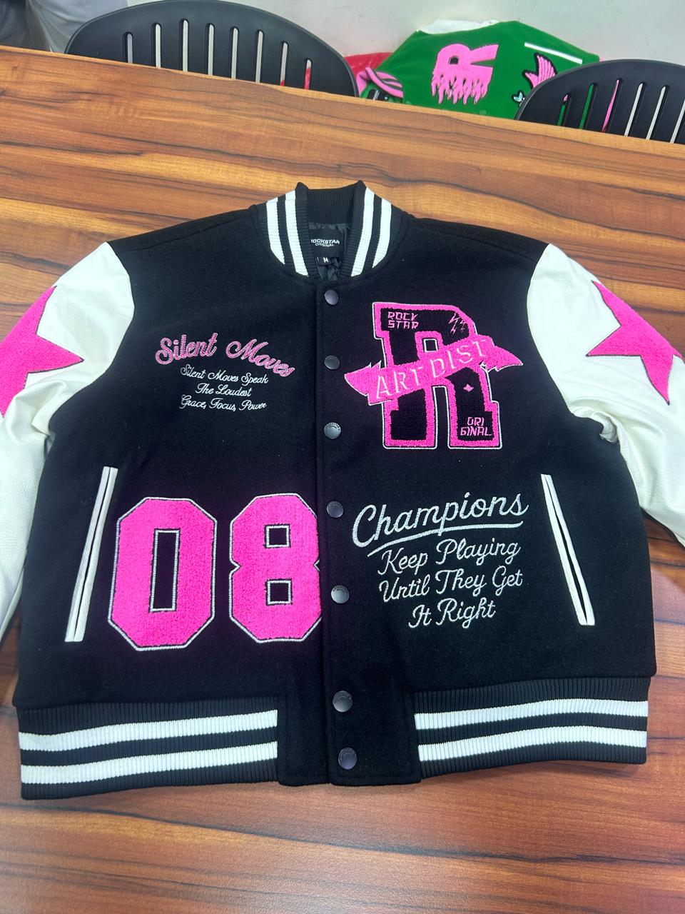 black white pink puffer jacket#color_black-white-pink