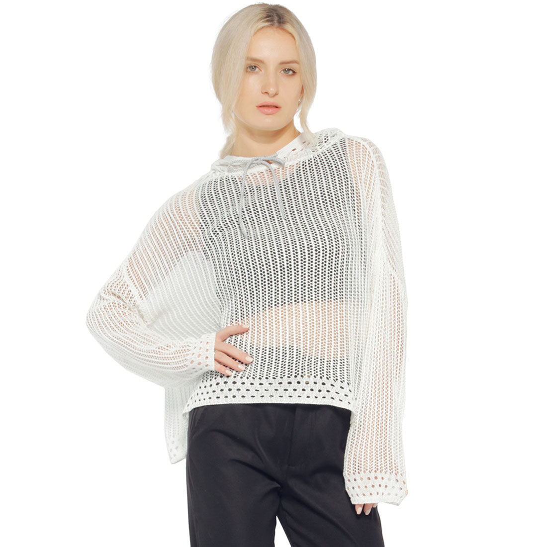 knitted hoodie#color_white