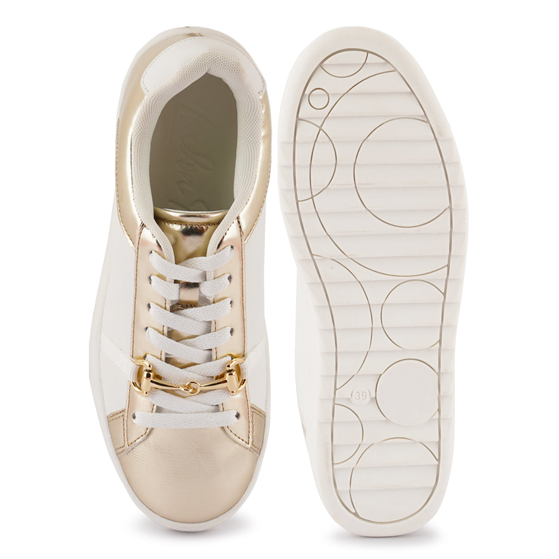 contrasting metallic sneakers#color_gold