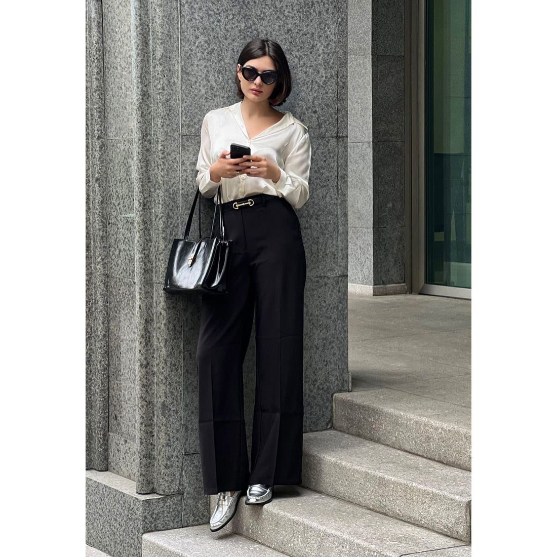 genuine leather loafers#color_silver