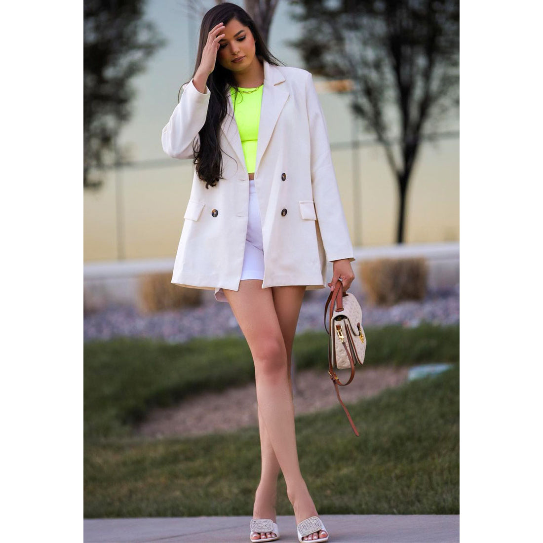 Rhinestone embellished brooch slip on sandals#color_off-white