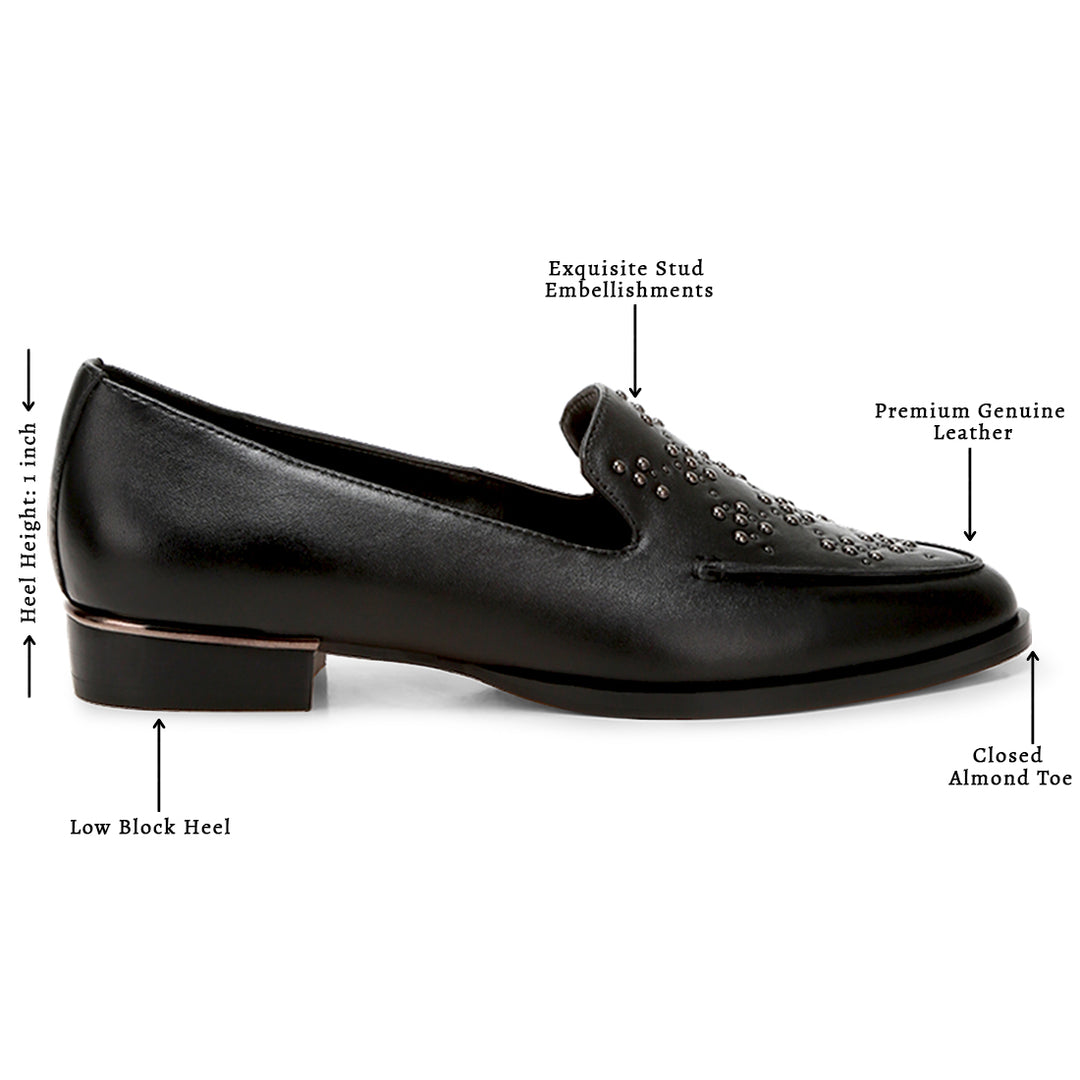 studded genuine leather loafers
#color_black