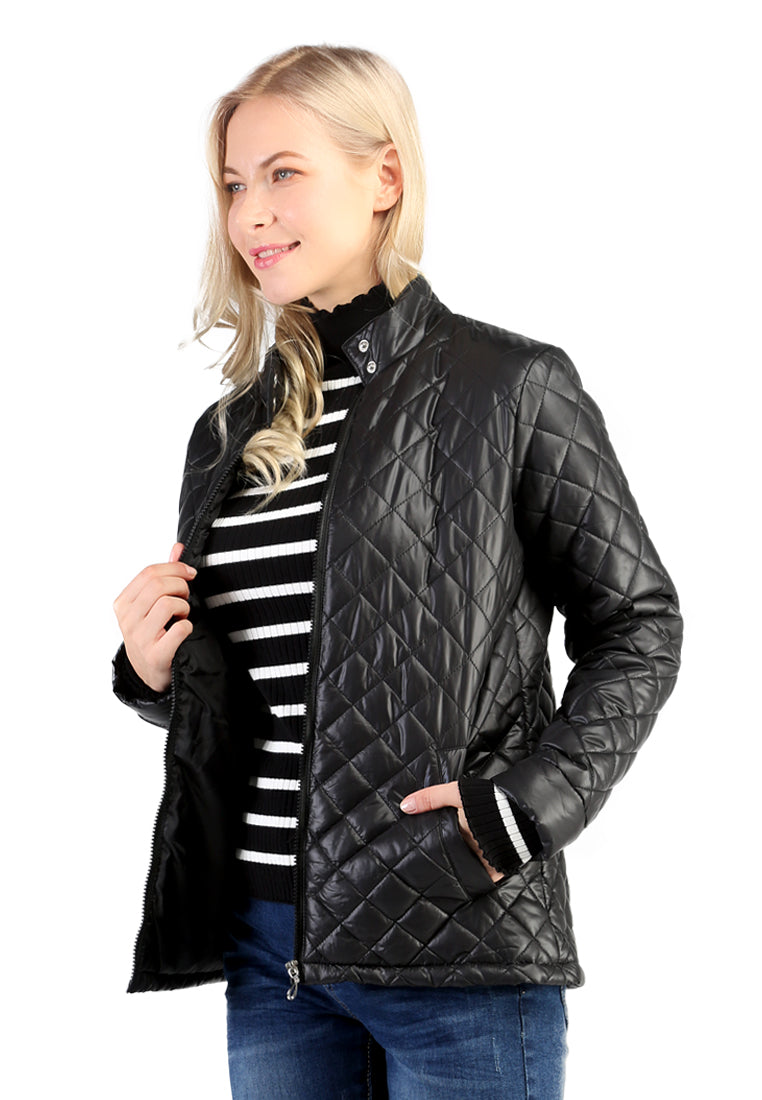 Black Puffer Jacket with Zip Closure