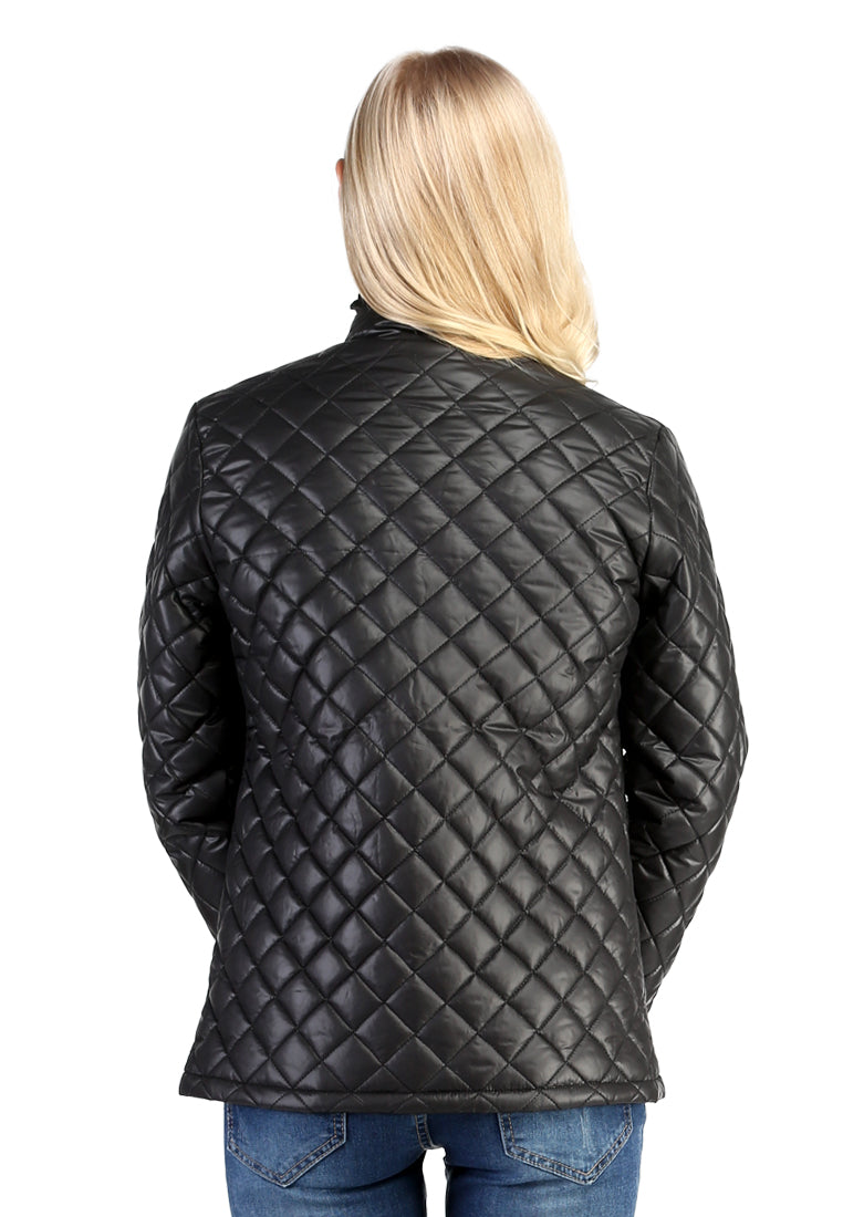 Black Puffer Jacket with Zip Closure