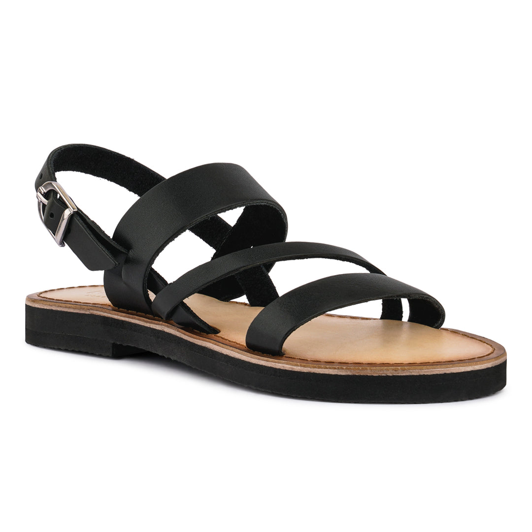 flat sandal with ankle strap#color_black