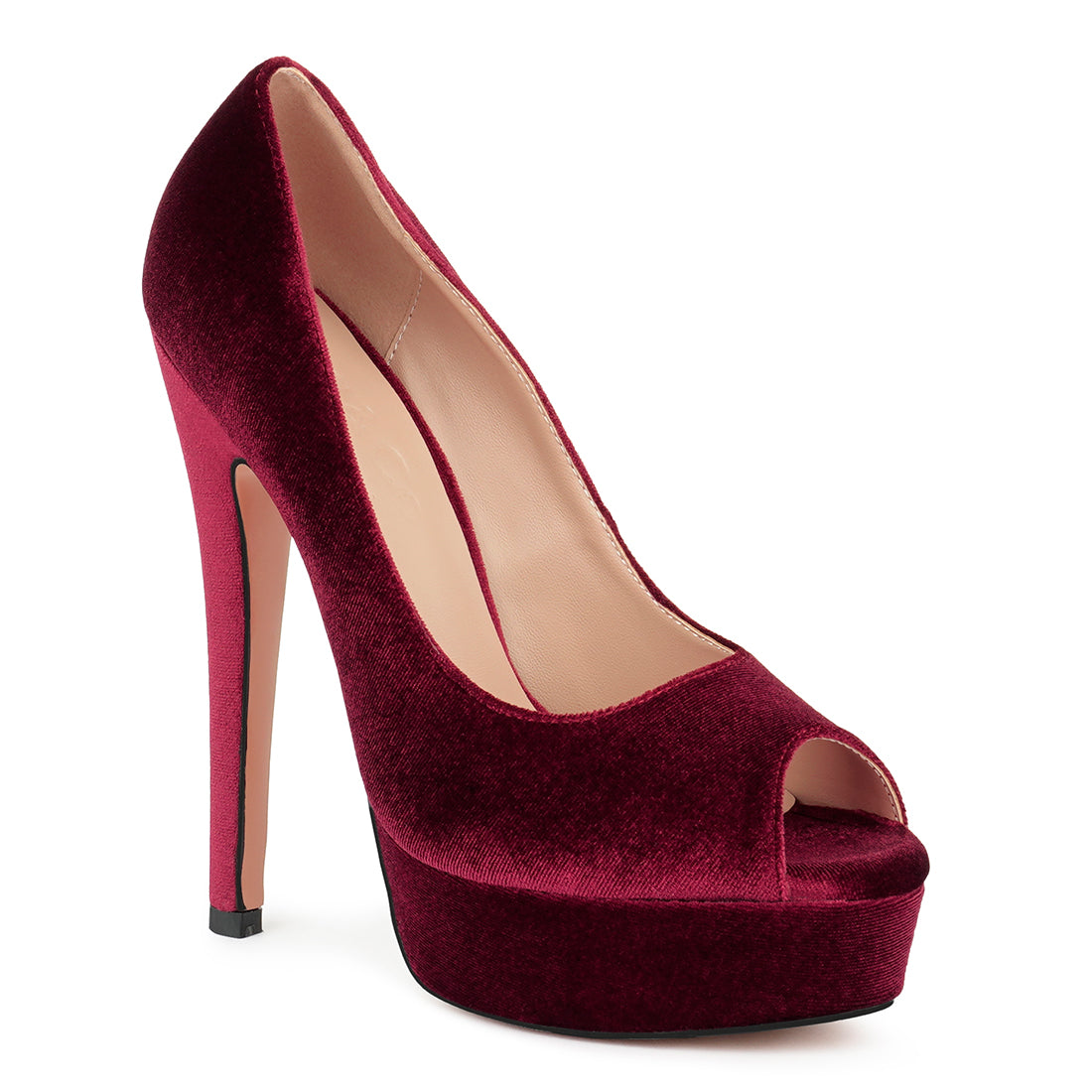 High Heel Peep Toe Stiletto In Burgundy