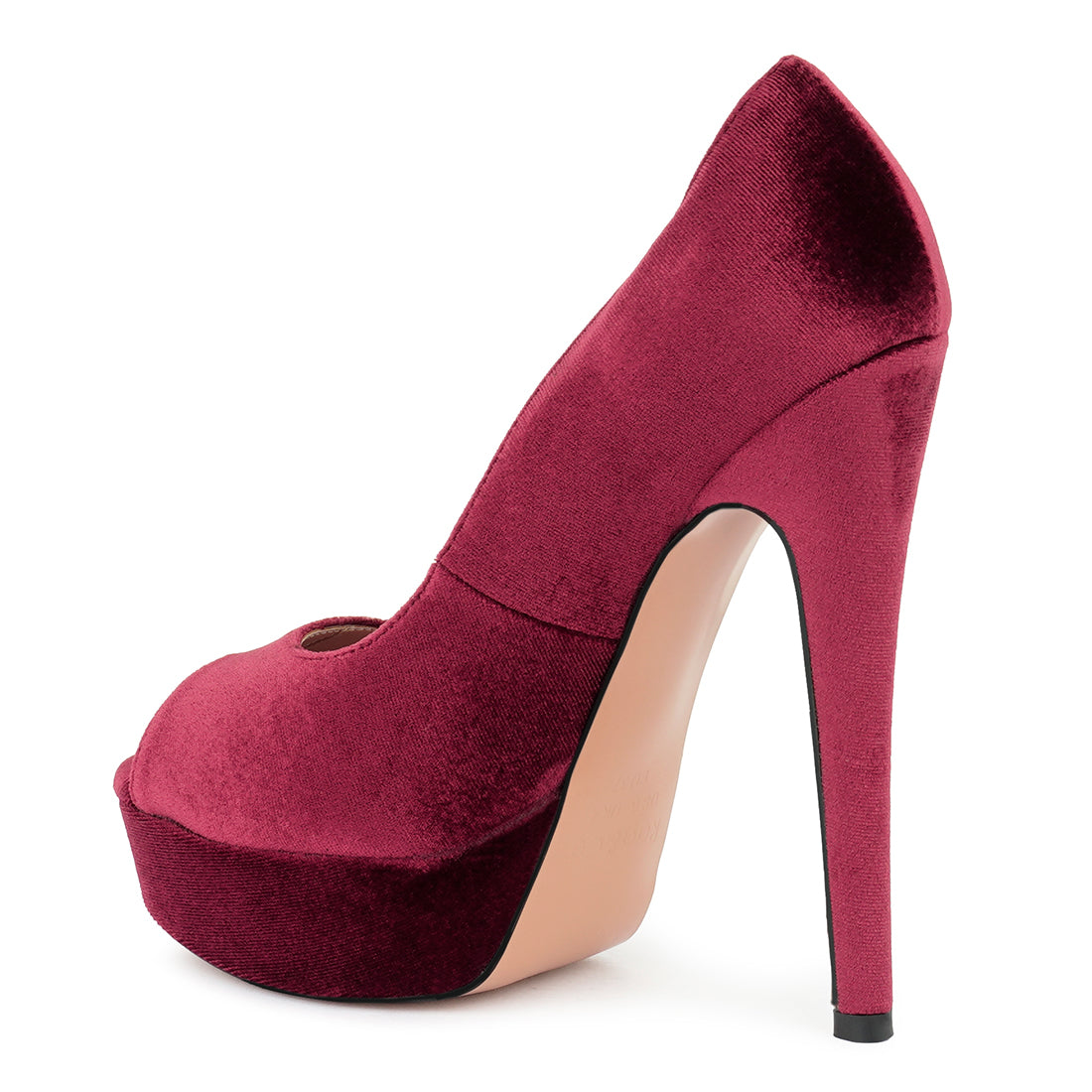 High Heel Peep Toe Stiletto In Burgundy