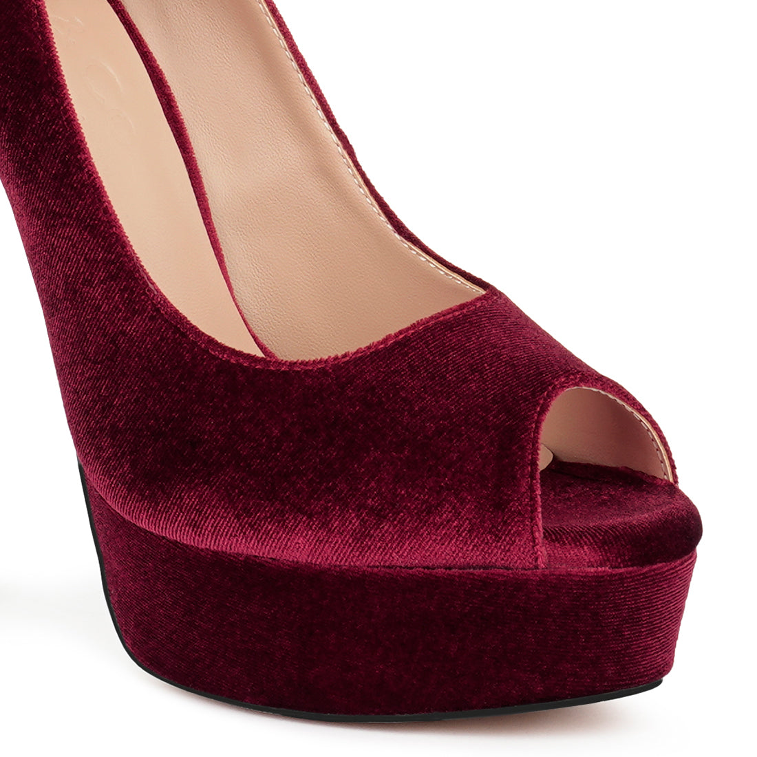 High Heel Peep Toe Stiletto In Burgundy
