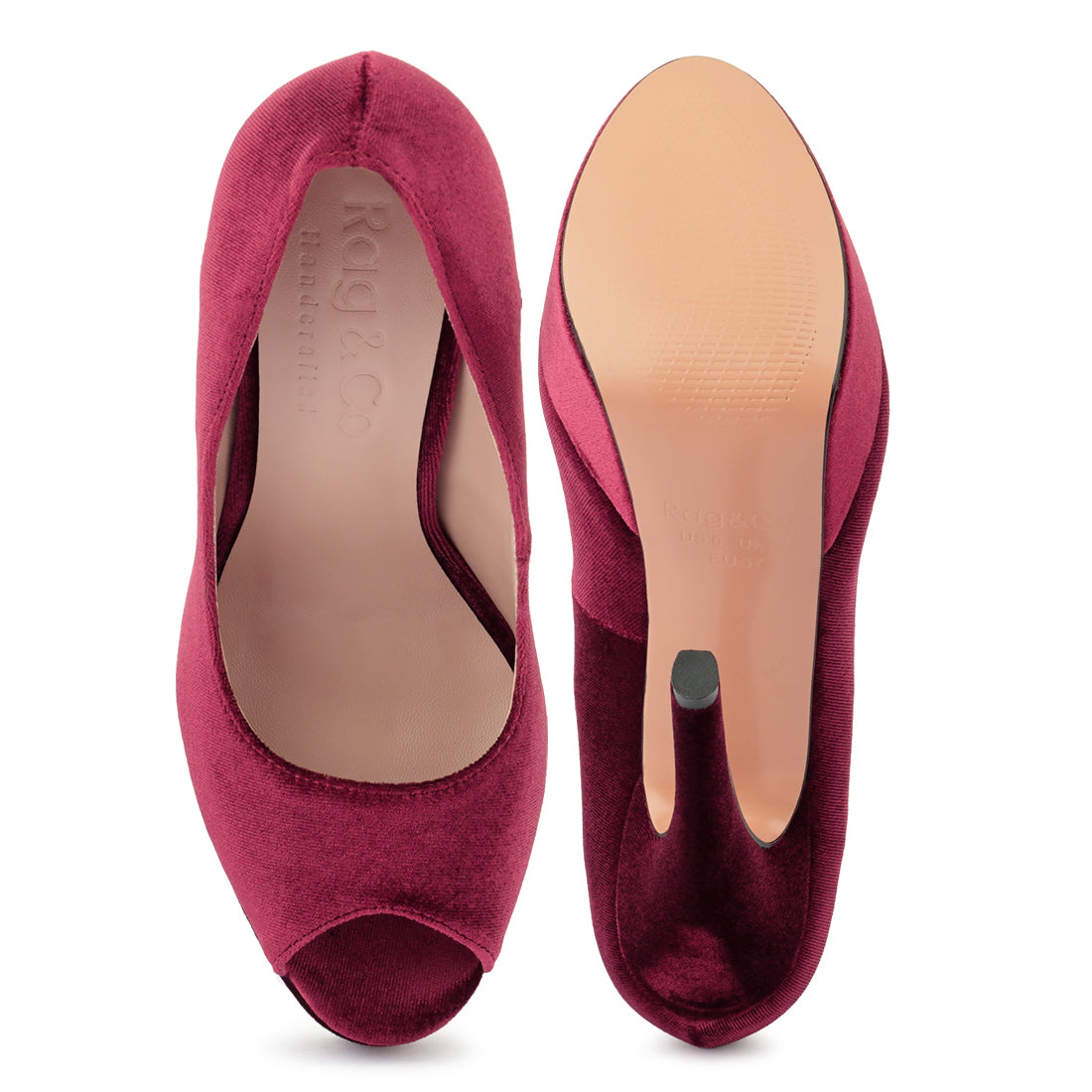 High Heel Peep Toe Stiletto In Burgundy