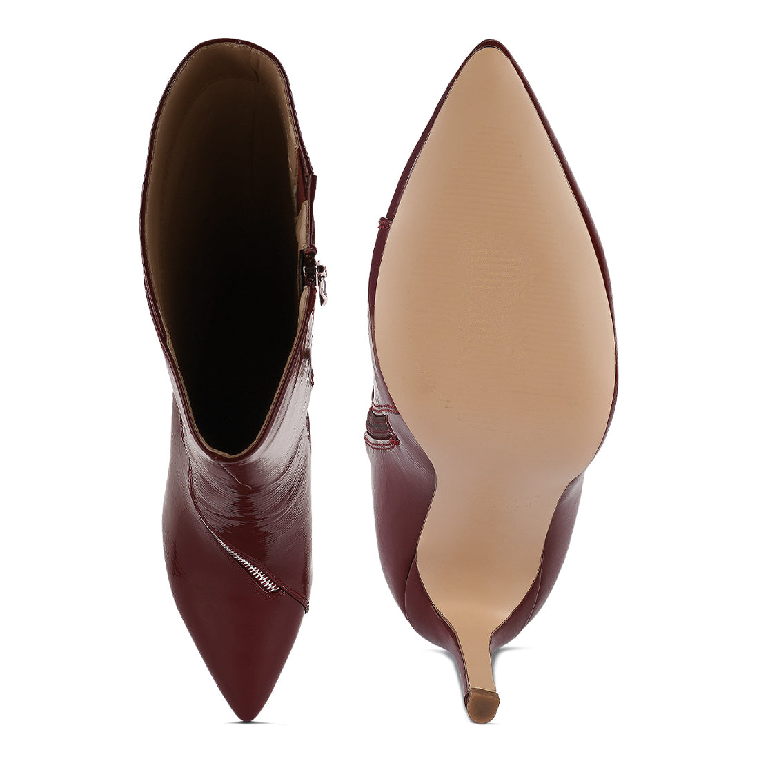 zip around calf boot#color_burgundy