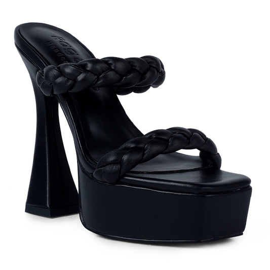 Black Braided High Heel Sandals