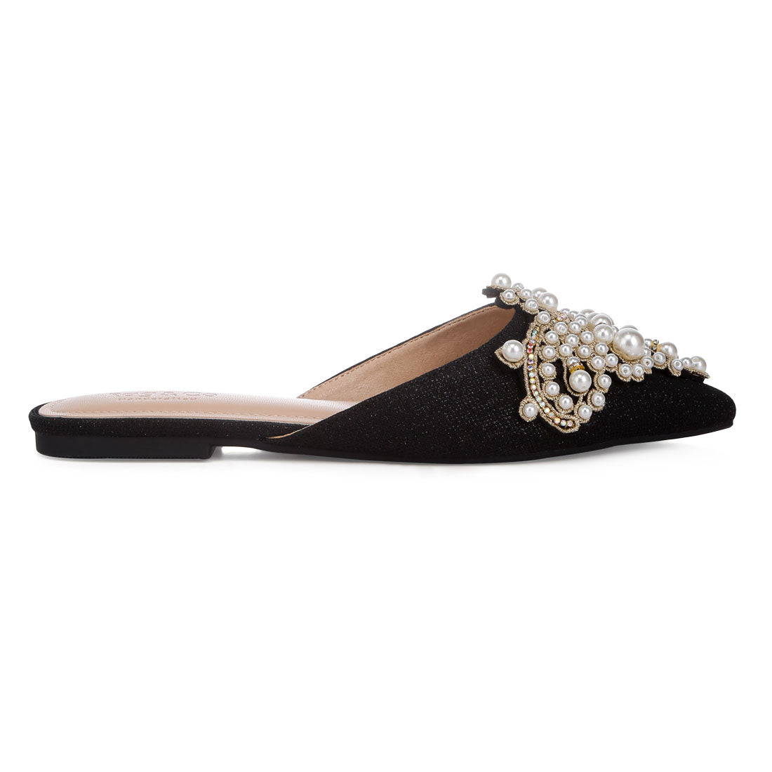 embellished delicate pearl mules#color_black