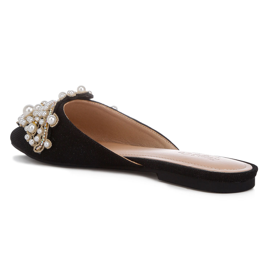 embellished delicate pearl mules#color_black