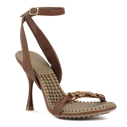 Tan Mid Heeled Sandals