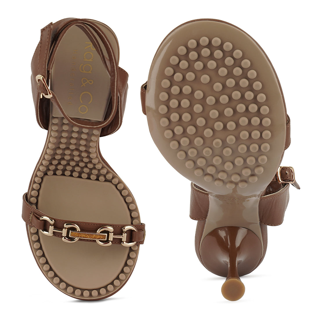 Tan Mid Heeled Sandals