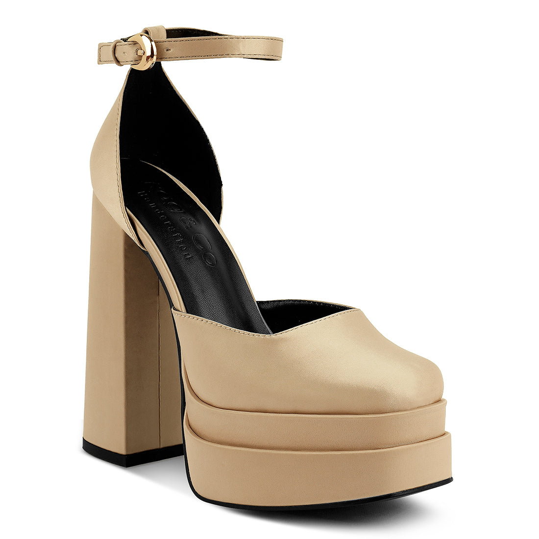 Beige Sky High Rampwalk Satin Sandals
