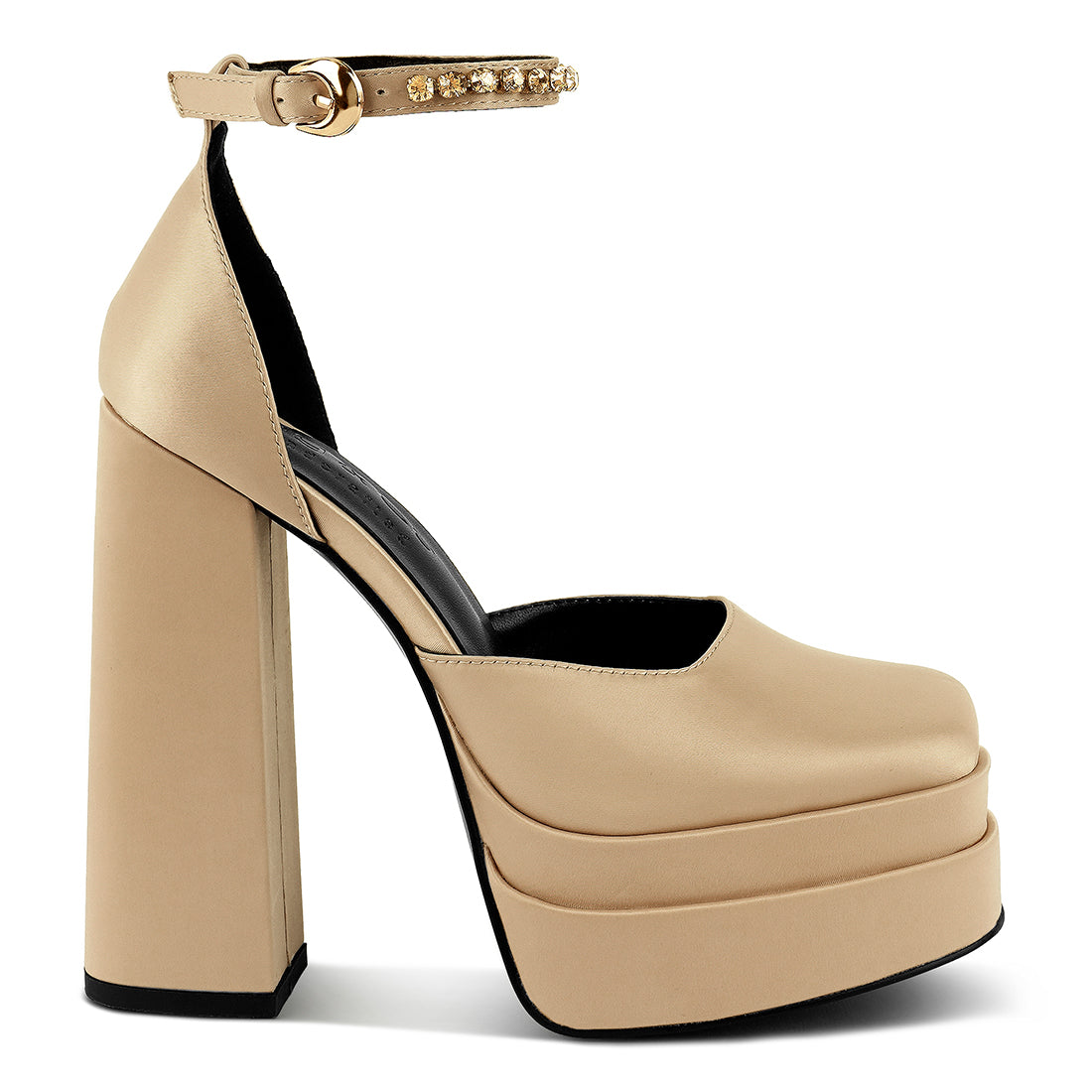 Beige Sky High Rampwalk Satin Sandals