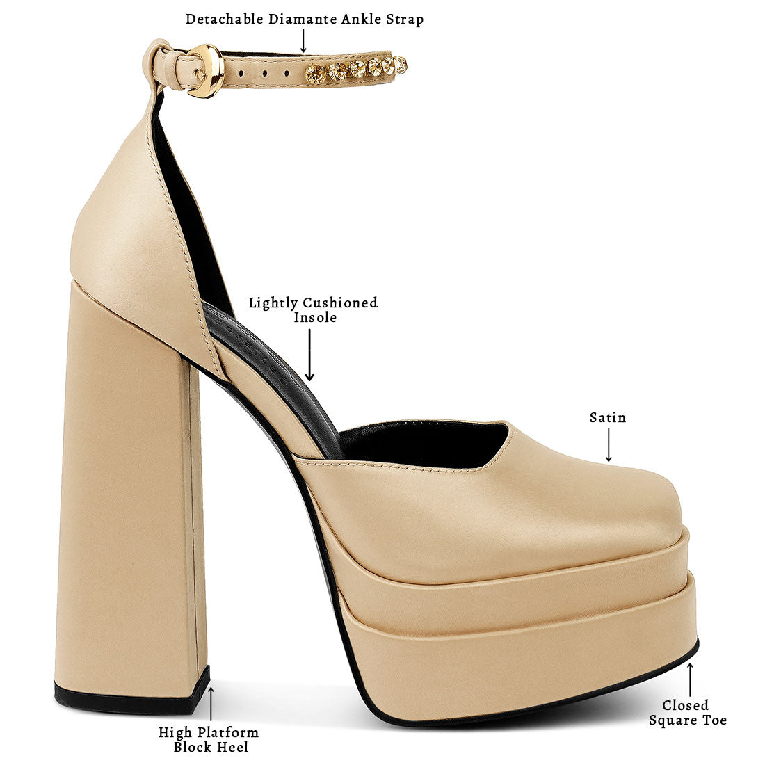 Beige Sky High Rampwalk Satin Sandals