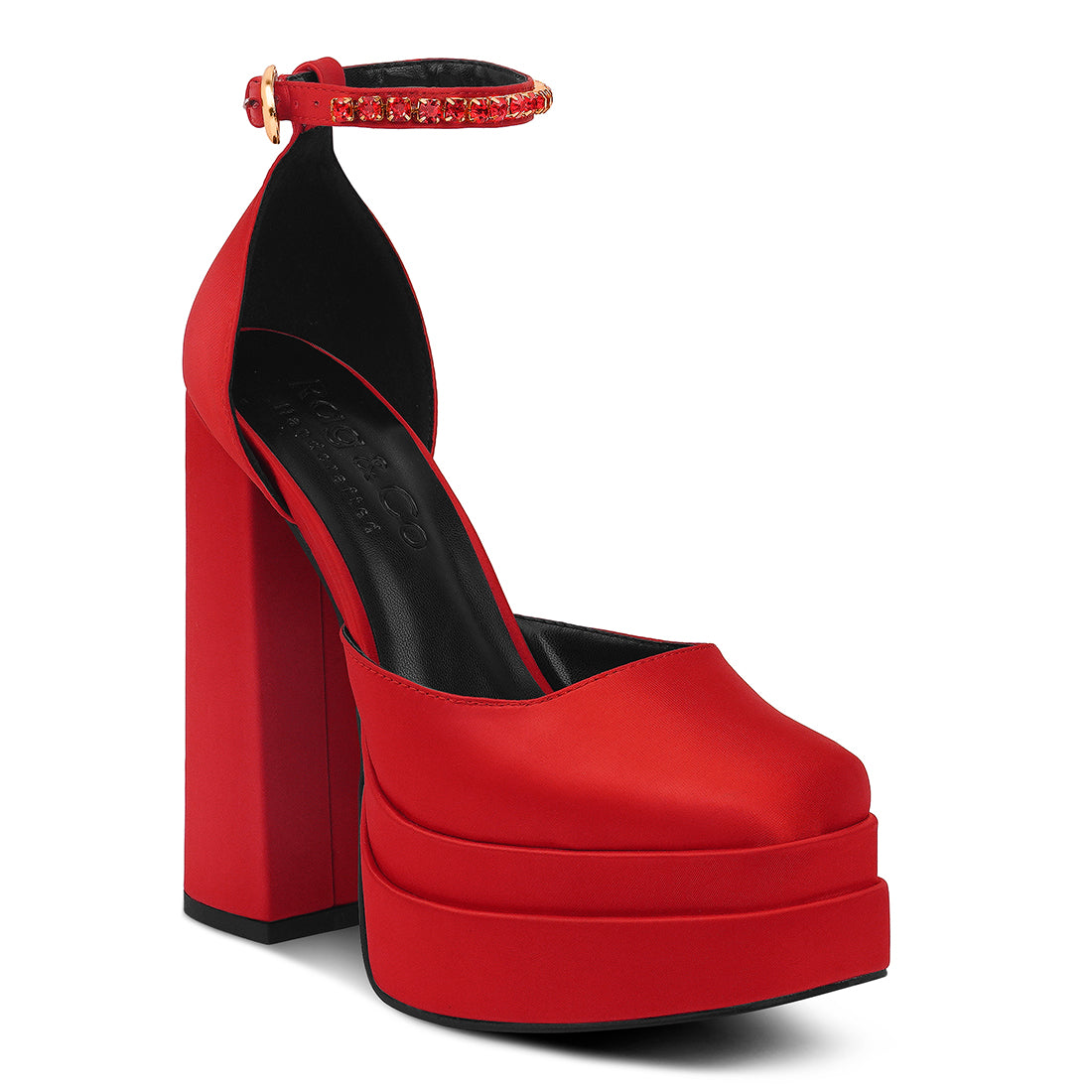 Red Sky High Rampwalk Satin Sandals