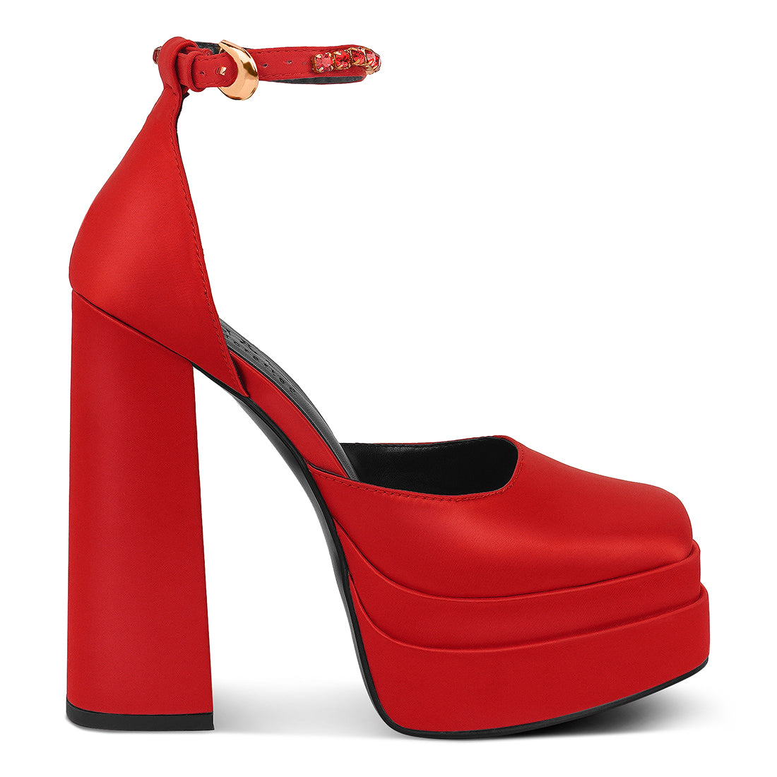 Red Sky High Rampwalk Satin Sandals