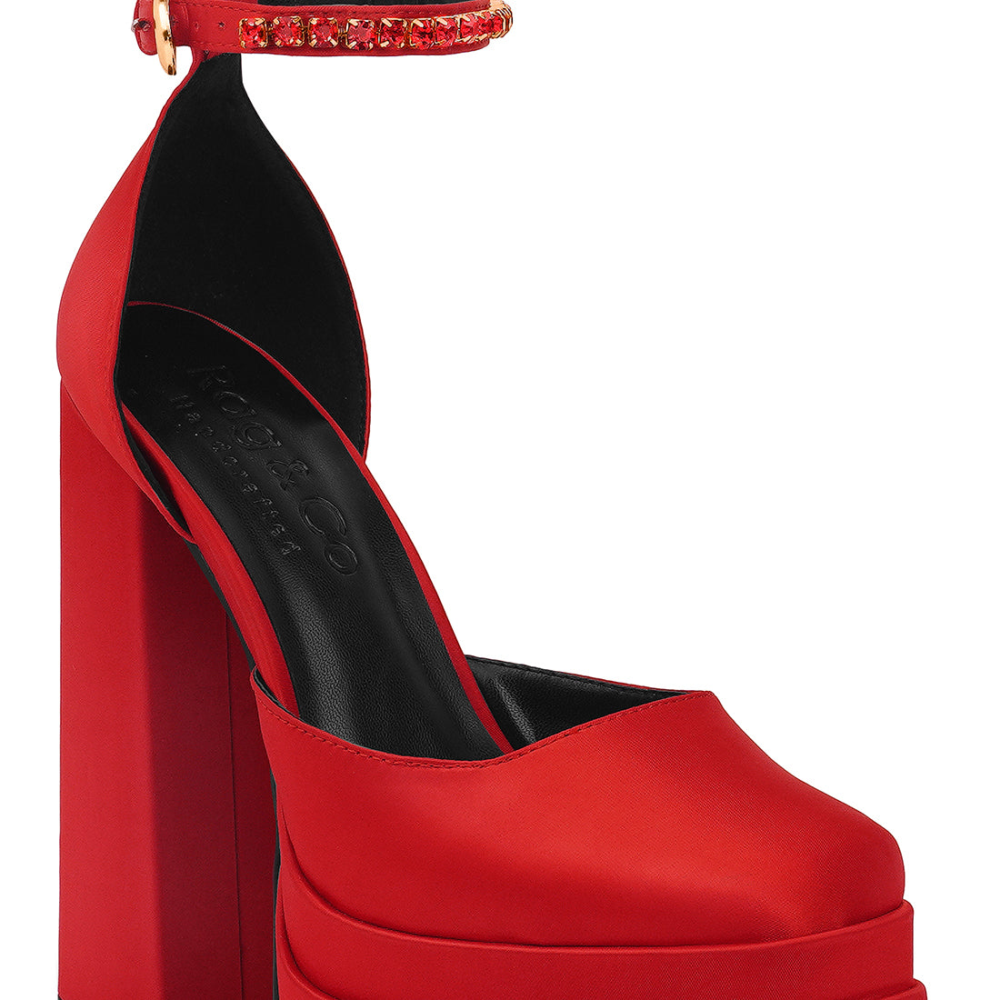 Red Sky High Rampwalk Satin Sandals