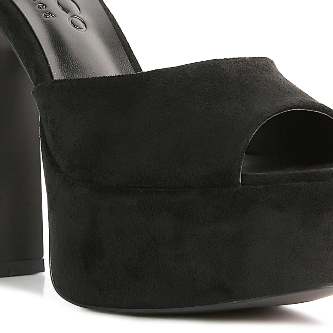 Black Studded Suede High Block Heeled Sandals