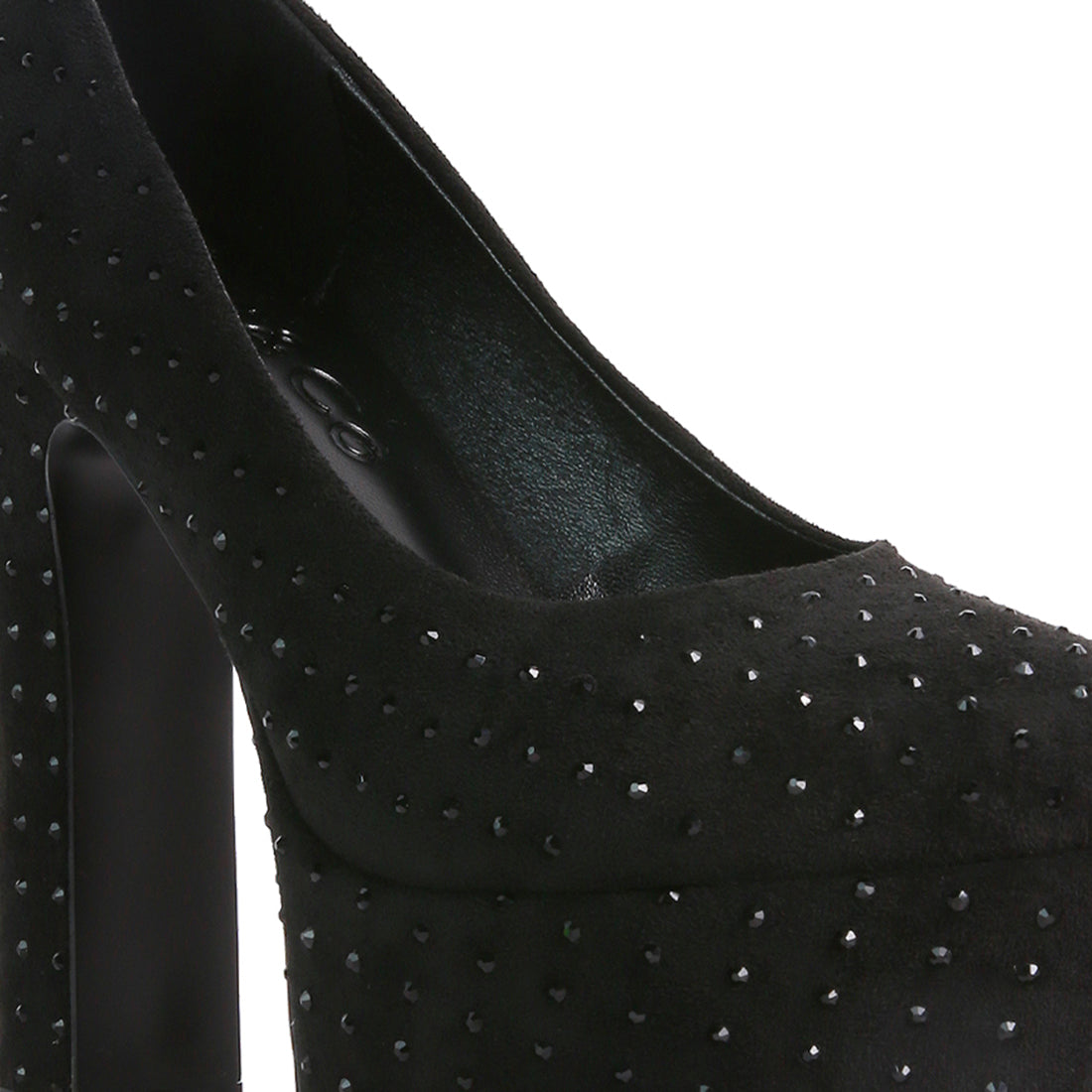 Black Diamante Platform Heel Block Pumps