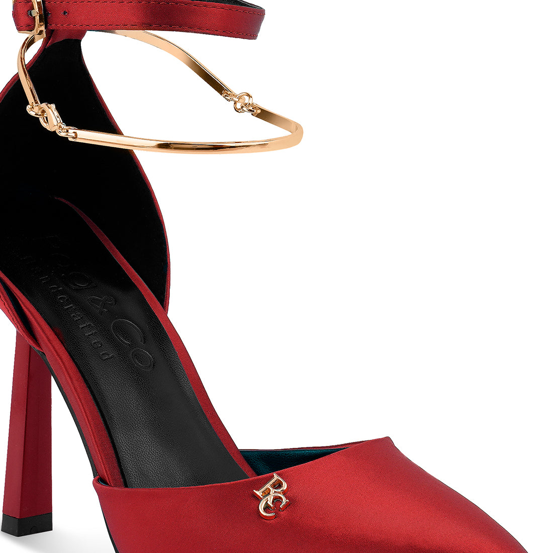 Satin High Heeled Anklet Sandals In Red