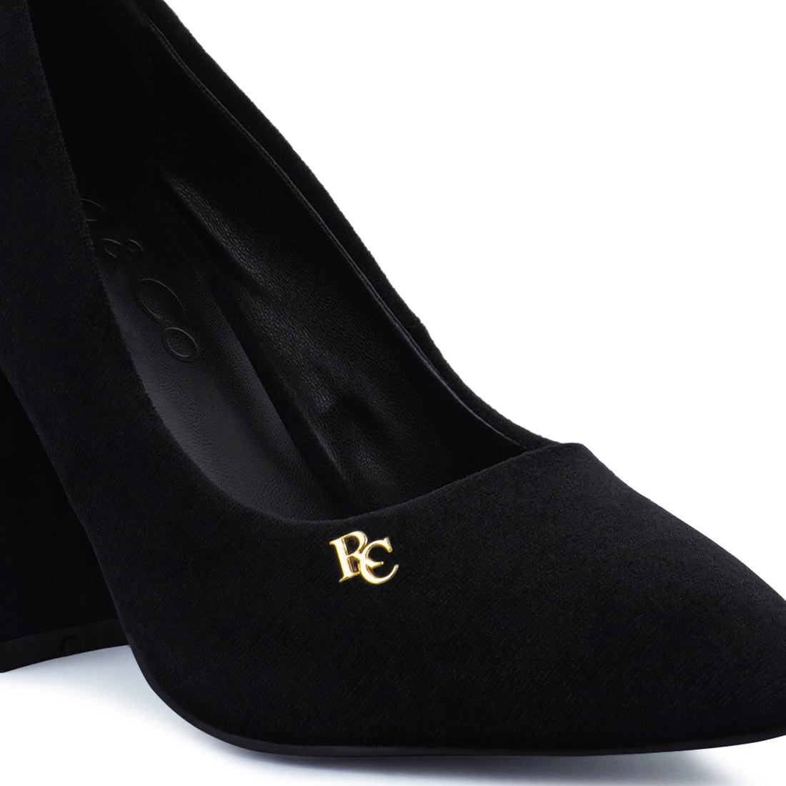 diamante block heeled pumps#color_black