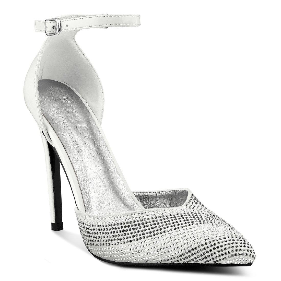 White High Heeled Diamante Sandals