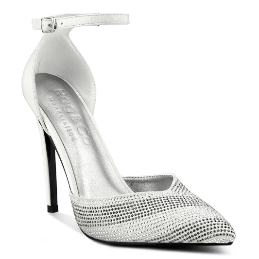 White High Heeled Diamante Sandals