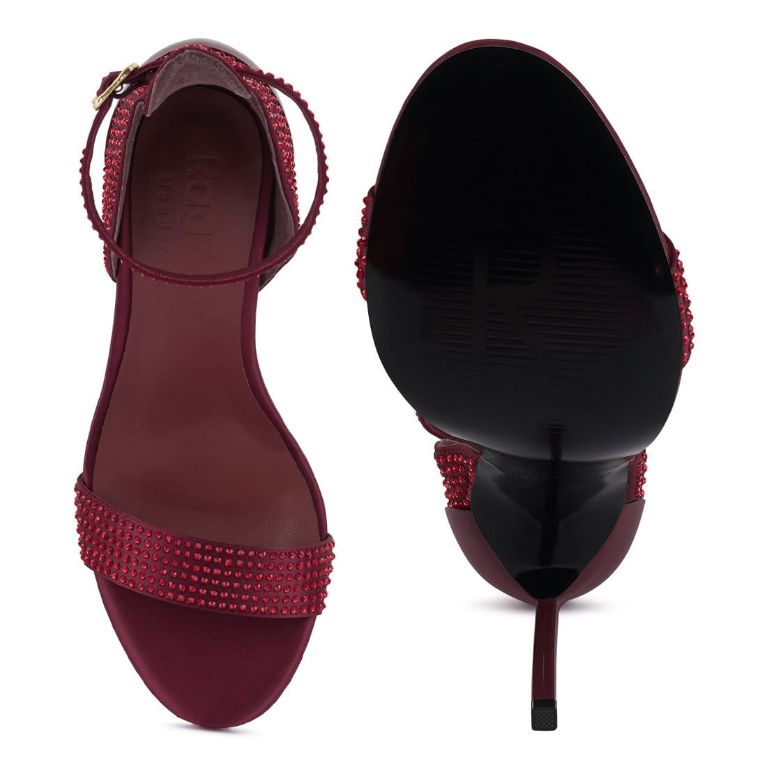 Pointed High Heel Party Sandals In Burgundy