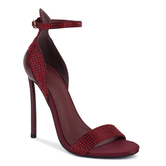 Pointed High Heel Party Sandals In Burgundy