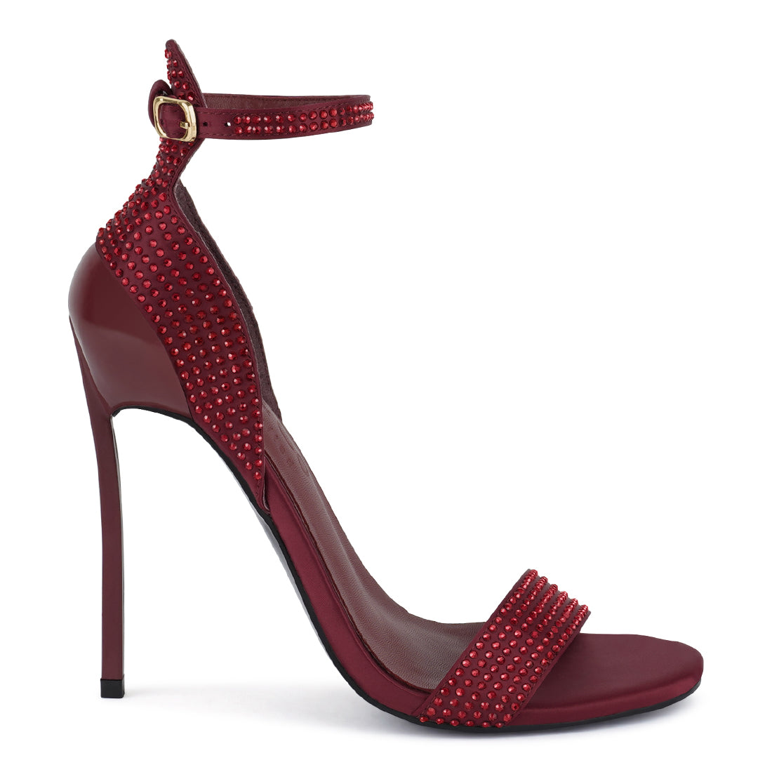 Pointed High Heel Party Sandals In Burgundy