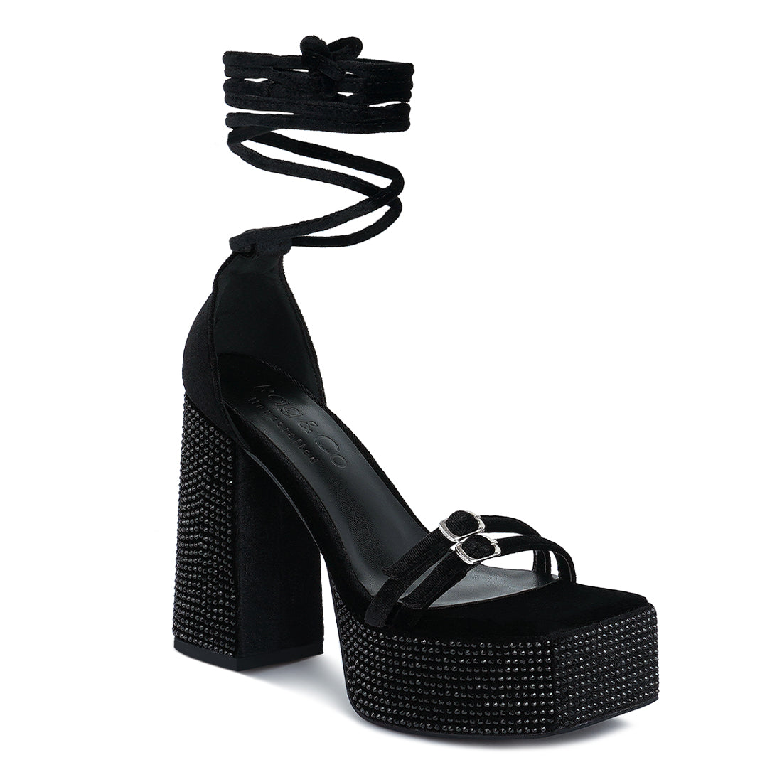 high platform diamante lace up sandals#color_black