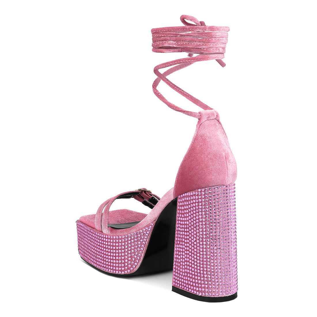 high platform diamante lace up sandals#color_pink